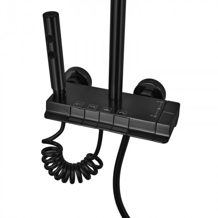 Душова колона зі змішувачем з кнопковим перемикачем з алюмінію CHAMPION PBD-009-J BLACK, 4 режими (CH6549)