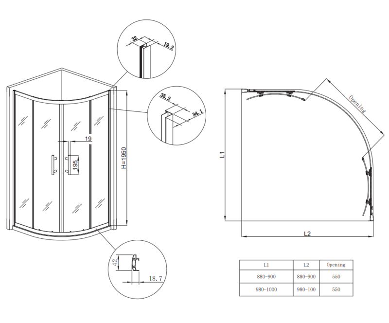Душова кабіна без піддону Koer SR SC04-90x90x195-TR-01 прозоре скло Easy Clean 5мм, хром (KR5360)