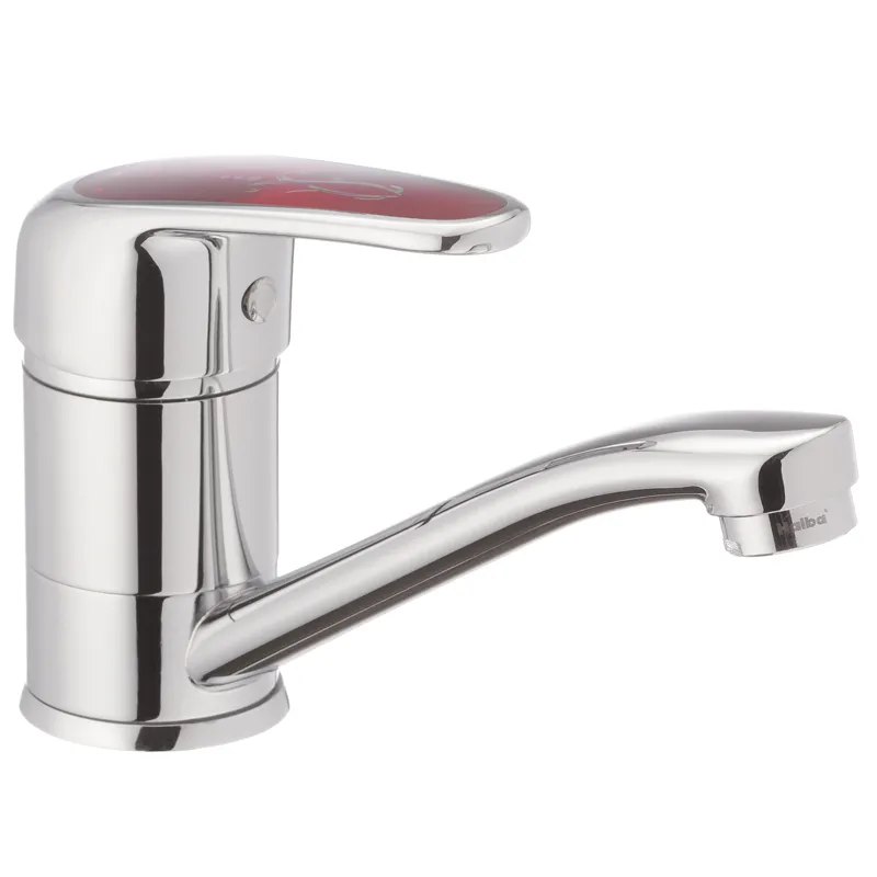 Змішувач для умивальника Haiba Magic 555 (15 см) з червоною ручкою (HB0673)