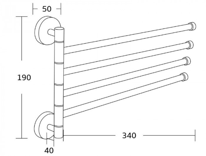 Вішалка для рушників MEXEN BLACK чотиримісна
