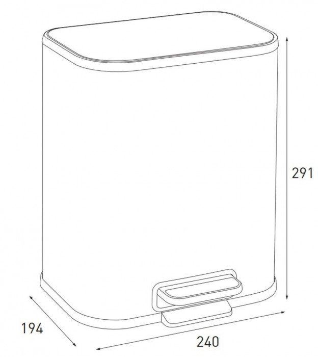 Відро для сміття з плавним закриттям прямокутне Mixxus Cubic-TC0105 SS Color 5л колір наржавійка (M