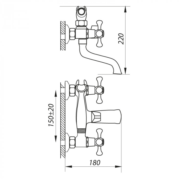 Змішувач для ванни Zerix DAK 722 (ZX3035)