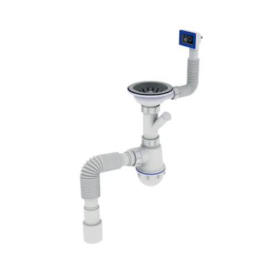 Сифон для кухні Zerix SK-02-B 3 1/2&quot;x40 з різьб. випуском та відведенням для пральної машини (ZX4953)