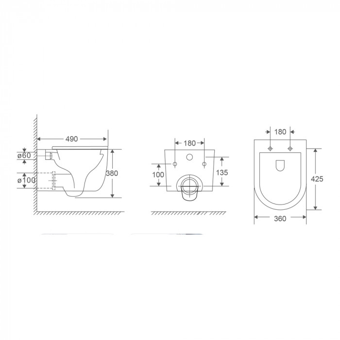 Унітаз підвісний Mixxus Premium TOPPER-0302-T3 490х360х380mm, система змиву TORNADO 3.0 (MP6599)
