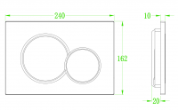 Панель змиву Koer KT-0601-03 240x160x10mm пластикова, кнопка кругла (колір білий) (KR5175)