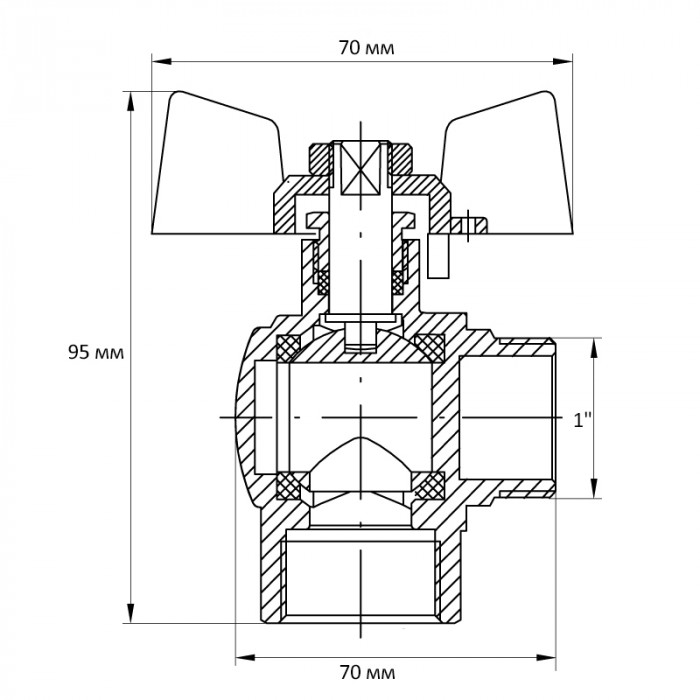 Кран кульовий Koer 1" ГШМ кутовий (KR.208) (KR2807)