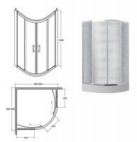 Кабина полукруглая MODERN 90x90x185 универсальная: стекло mrozone, профиль хромированный