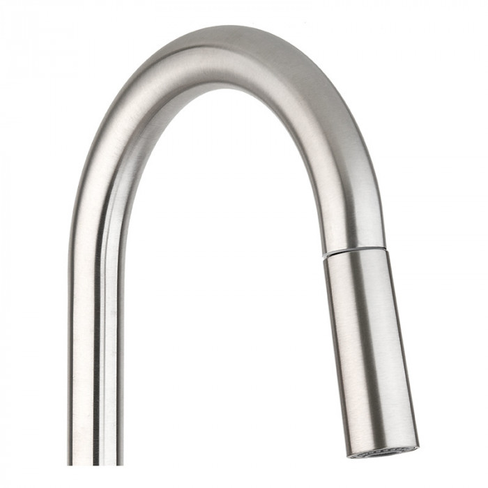 Змішувач для кухні з висувною лійкою Zerix LUX-014 (нерж. сталь) (ZX4874)