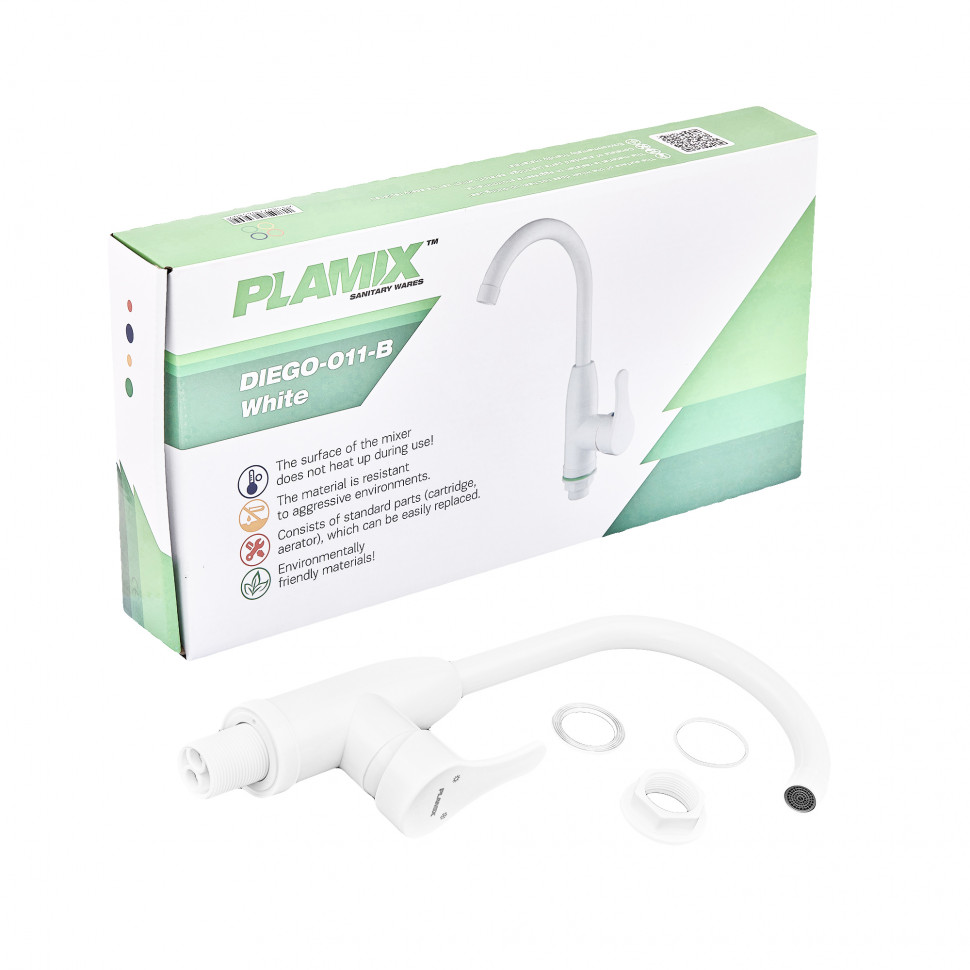 Змішувач для кухні Plamix Diego-011-B White (без підведення) (PM0658)
