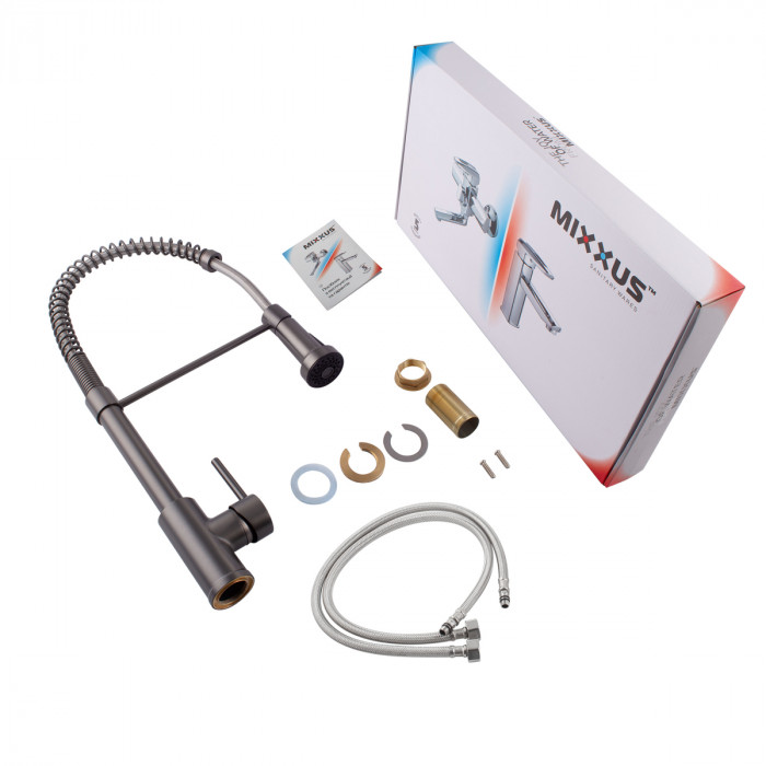 Змішувач для кухні з виливом пружина Mixxus Premium SPRING 017 GRAPHITE (MI6952)