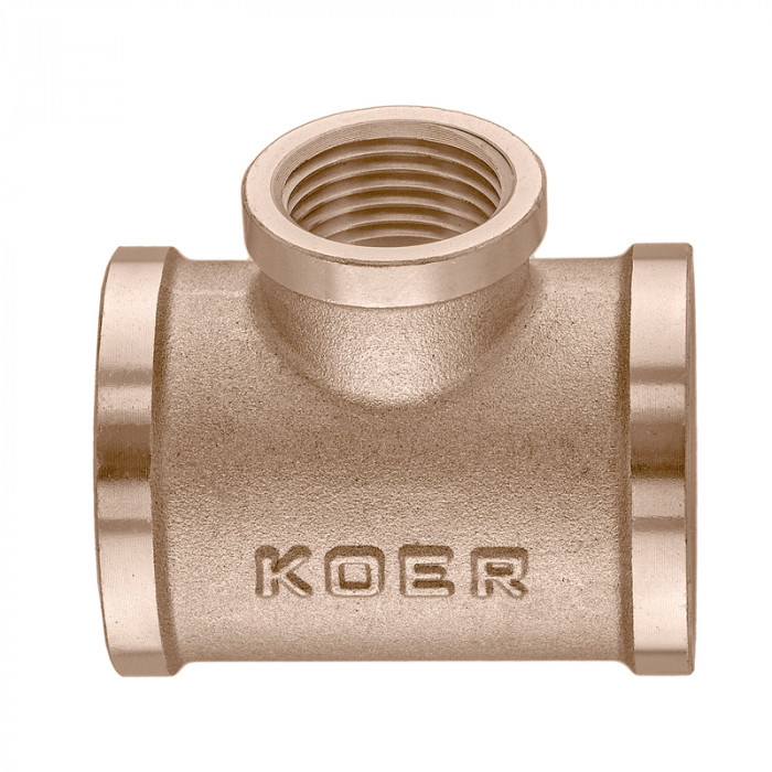 Трійник редукційний Koer KF.T080608F.WN - 3/4''х1/2''х3/4'' FFF БЕЗ НІКЕЛЮ (KR5574)