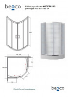 Кабина полукруглая MODERN 90x90x185 универсальная: стекло прозрачное/профиль хромированный