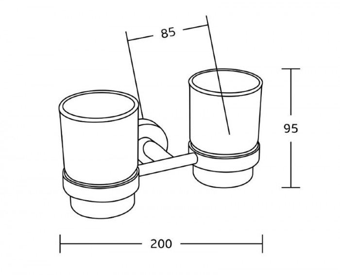 Склянка для зубних щіток MEXEN TIBER BLACK подвійна