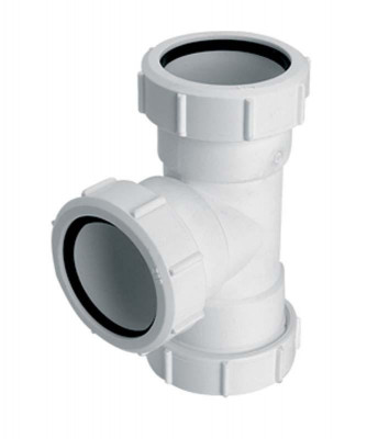 Тройник пластиковый ∅50 с гайками, 50E-WH