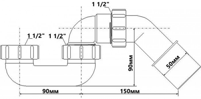 Сифон для піддону без зливу 11/2х40/50 мм HC250F