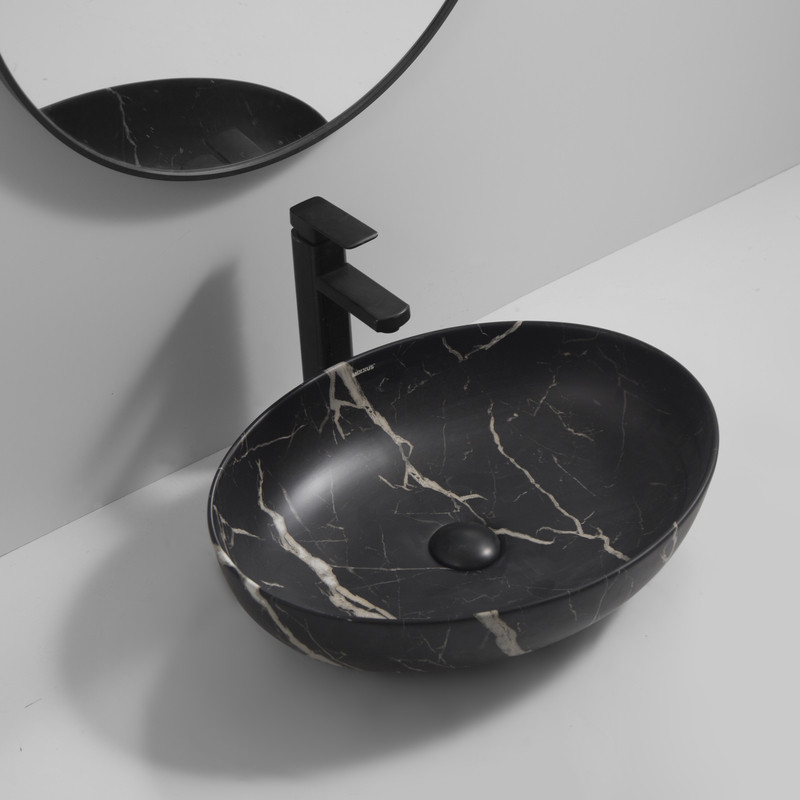 Раковина накладна MIXXUS PREMIUM ELLIPSE-0102 MARBLE 515х400х130mm (MP6552)