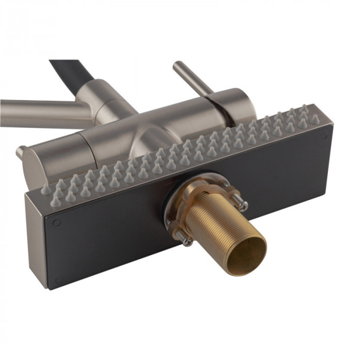 Змішувач для кухні Koer KB-74027-02 з функцією "водоспад" та чорним силіконовим виливом (KR5201)