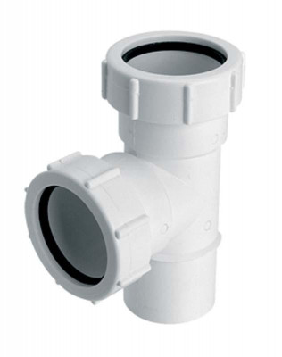 Тройник пластиковый ∅50 с двумя гайками и выходом 50F-WH