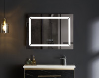 Дзеркало MIXXUS LIGHT MR01-80x60 з LED Touch, Anti-fog, димером, рег. яскравості, годинником (MI5998)