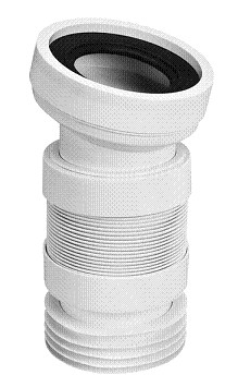 Колено-подключение эластичное к WC под углом 14 с уплотнением (длинное) WC-CON7AF