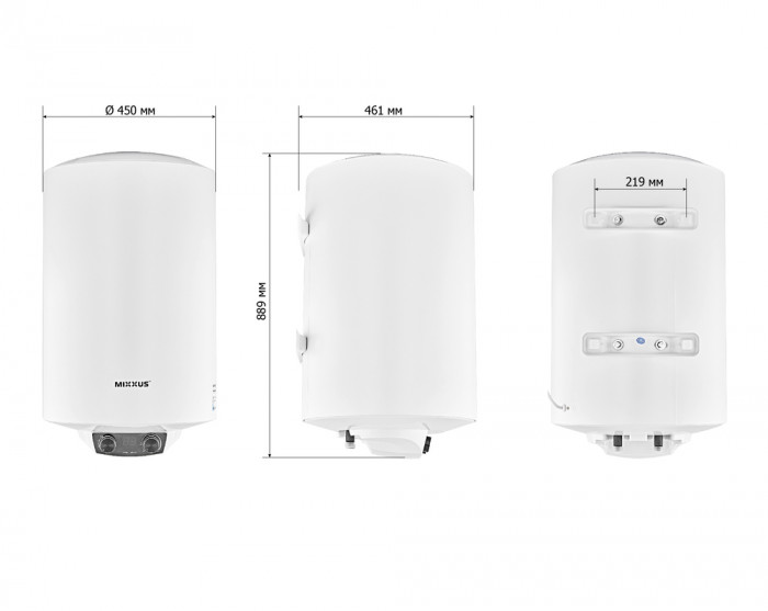 Водонагрівач "Циліндр" MIXXUS EWH-08100 ROUND DRY накопичувальний 100 л, сухий тен 2 kW (WH0610)