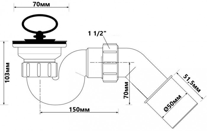 Сифон для піддону звичайний HC25-POL