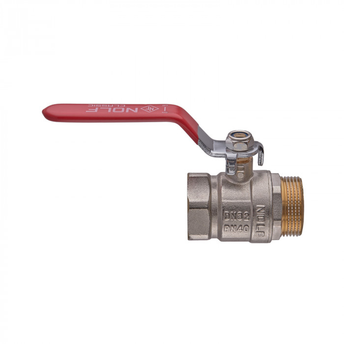Кран кульовий Nolf classic NFC.621-32-1 1/4" FM ГШВ, ручка "важіль" червона (NF3141)