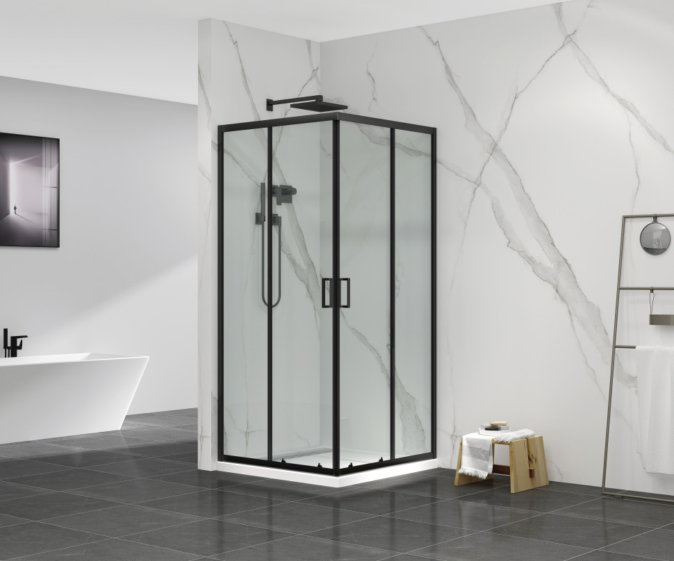 Душова кабіна без піддону MIXXUS PREMIUM DIVERSE SC02-90x90x195-TR BLACK прозоре скло 5мм (MI6862)