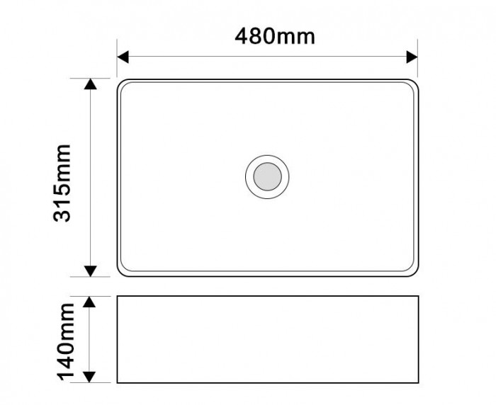 Раковина накладна Mixxus Premium QUADRO-0208 MARBLE 480х315х140mm з переливом (MP6518)