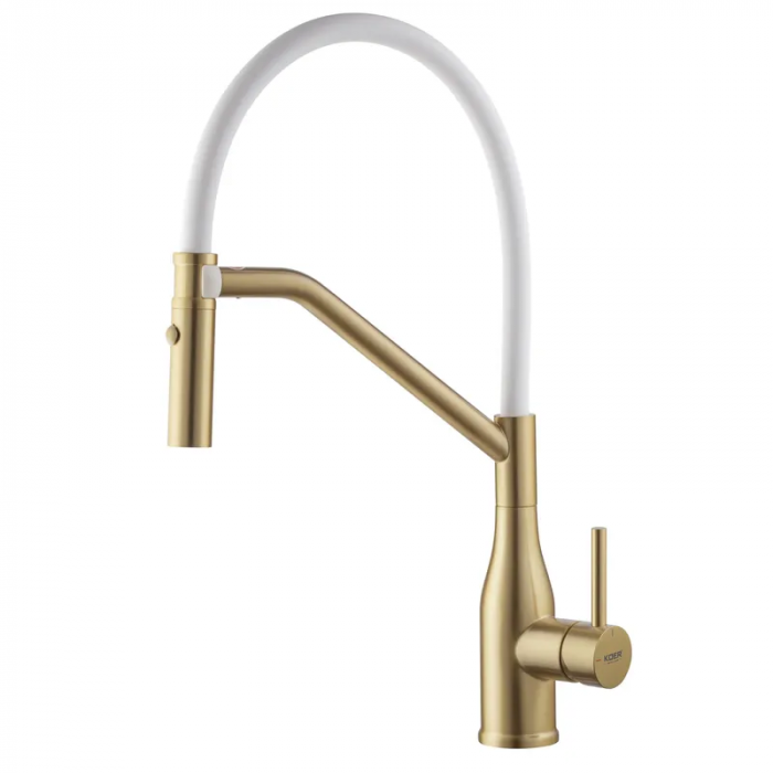 Змішувач для кухні Koer KI-70026-12 з білим силіконовим виливом (KR5212)