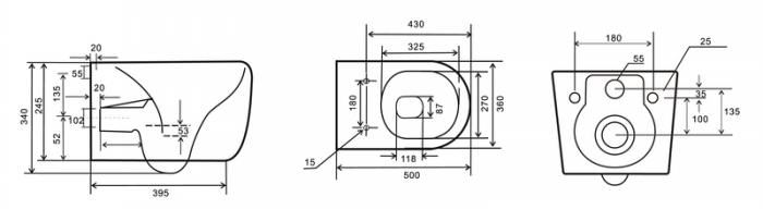 Унітаз підвісний Mixxus Premium TOPPER-0303-R GRAY 495x370x350mm система змиву RIMLESS (MP6657)