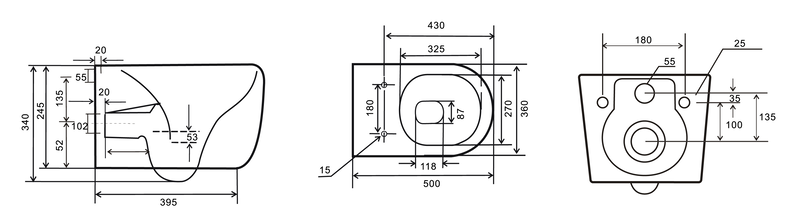 Унітаз підвісний Mixxus Premium TOPPER-0303-R GRAY 495x370x350mm система змиву RIMLESS (MP6657)