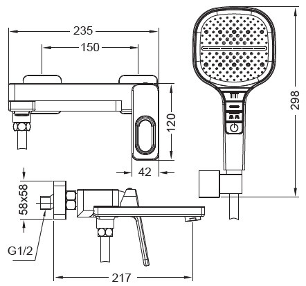 Змішувач для ванни Koer KB-41031-05 з коротким виливом (KR5437)
