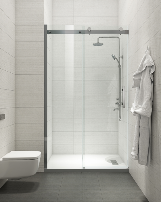 Двері в нішу Koer SR SD01-120x200-TR-07 прозоре скло Easy Clean 8мм, графіт (KR5378)