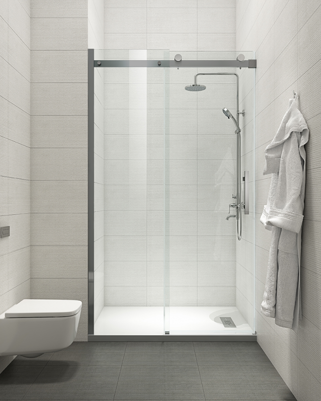 Двері в нішу Koer SR SD01-120x200-TR-07 прозоре скло Easy Clean 8мм, графіт (KR5378)