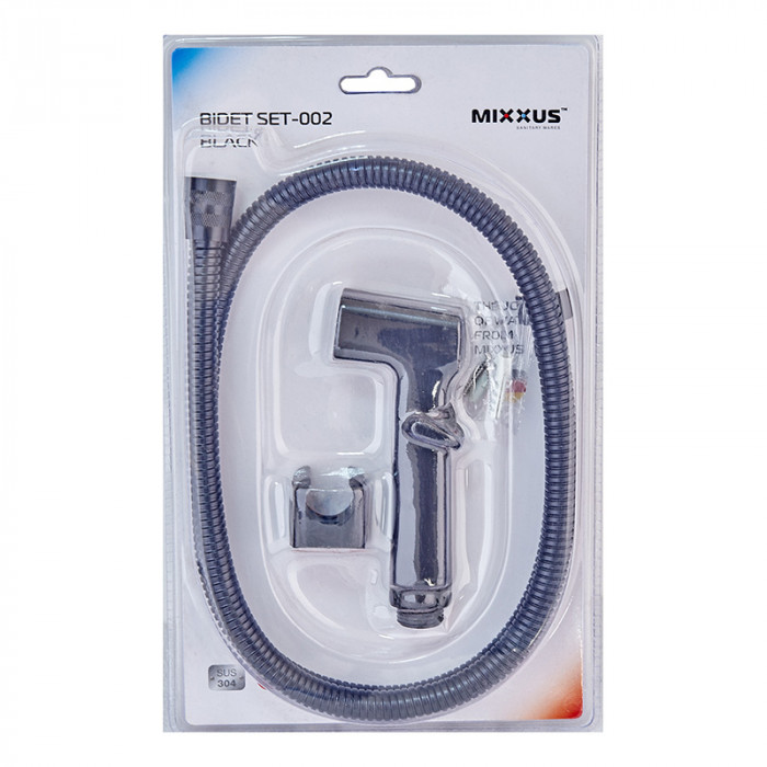 Набір для гігієнічного душу Mixxus Bidet SET-002 Black (шланг 1,2м) (LE2776)