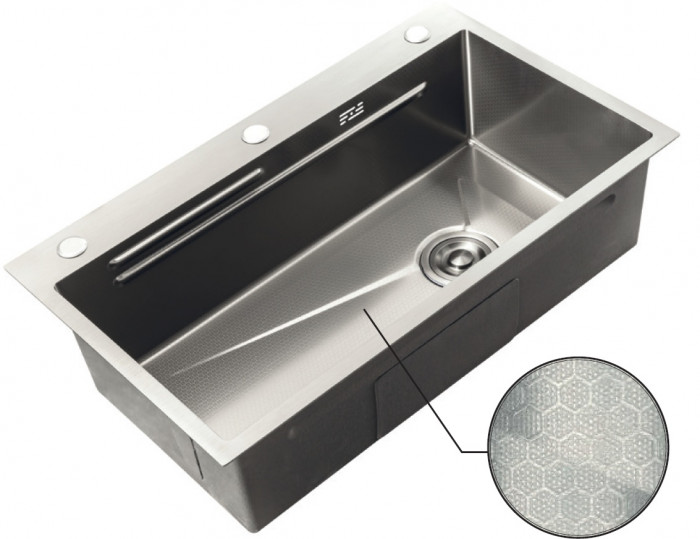 Мийка Zerix ZH7545-SET-05 DECOR NANO-SILVER (3.0/0.8) з нерж. сталі, комплект (нержавійка) (ZM5584)