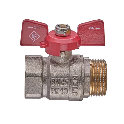 Кран кульовий Nolf classic NFC.721-10-1&quot; FM ГШМ, ручка &quot;метелик&quot; червона (NF3128)