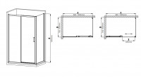 Душова кабіна без піддону MIXXUS PREMIUM DIVERSE SC03-100x80x195-TR BLACK прозоре скло 6мм (MI6866)