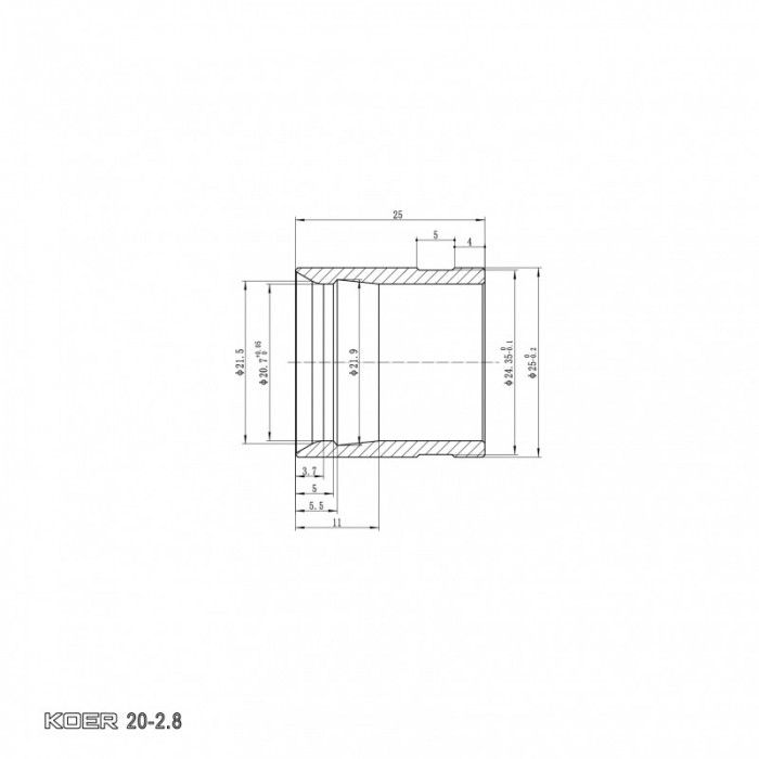 Гільза монтажна насувна Koer KA.S20 - 20-2.8mm (KR4900)