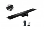 Душовий трап KOER FD08-70x600-GLASS BLACK з нерж. сталі SUS304 70x600мм зі скляною панеллю (Колір чорний) (KR5140)