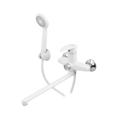 Змішувач для ванни Plamix Cezar-006 EURO SET White (з шлангом, лійкою та кронштейном) (PM0666)