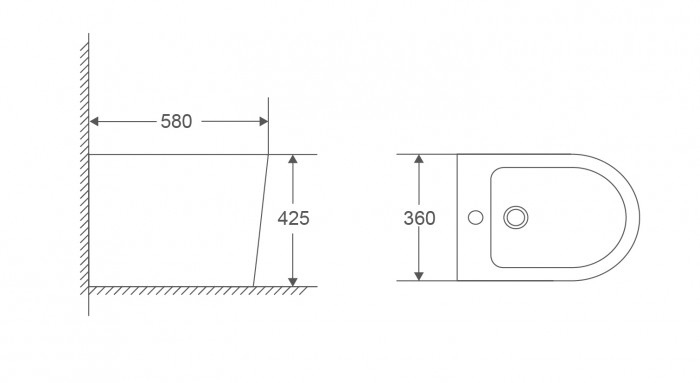 Біде підлогове Mixxus Premium BEVEL-0601 580х360х425mm (MP6598)