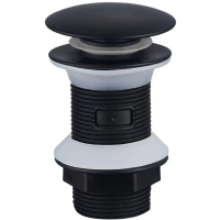 Донний клапан для раковини Zerix BV-02 BLACK 1 1/4''  без переливу автоматичний СLICK-СLACK (Колір чорний) (ZX6018)