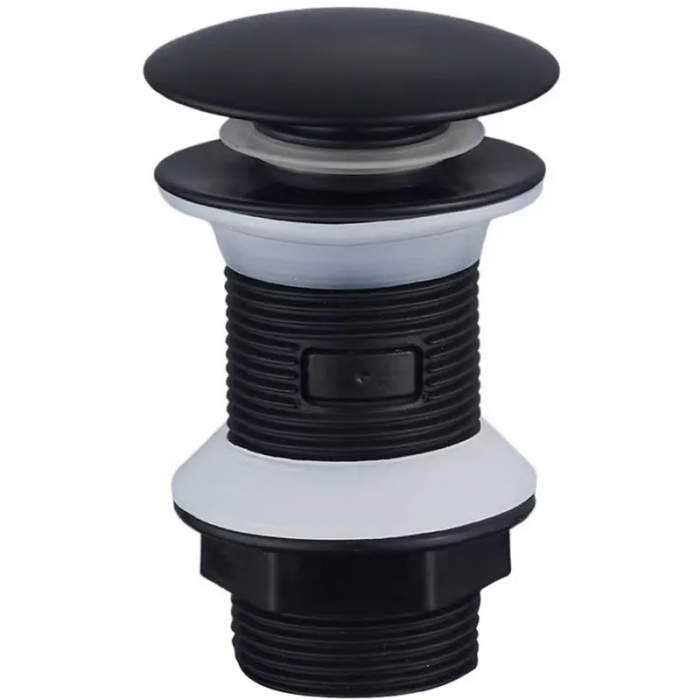 Донний клапан для раковини Zerix BV-02 BLACK 1 1/4''  без переливу автоматичний СLICK-СLACK (Колір чорний) (ZX6018)