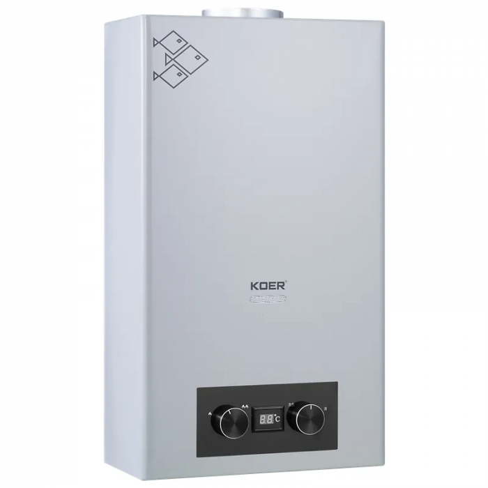 Газова колонка KOER KWH.G0110 GRAY димохідна 10 л/хв, колір сірий (KR5555)