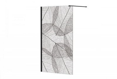 Кабіна walk in LEAFY 120x200 скло прозоре з візерунком, тримач чорний мат 120 см