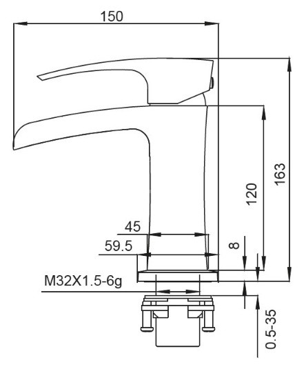 Змішувач для умивальника Koer KB-14007-04 водоспад (Колір хром+білий) (KR5155)