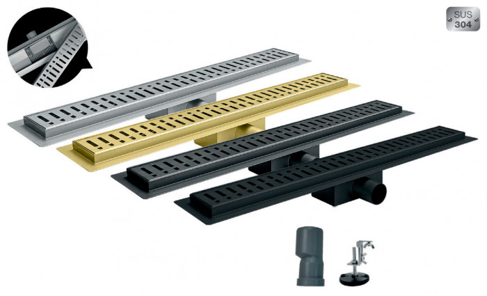 Душовий трап із нержавіючої сталі SUS304 Koer FD35-70x800-Black (KR4746)