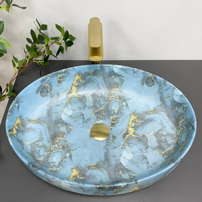 Умивальник (раковина) VBI UDINE MARBLE BLUE MATT накладний